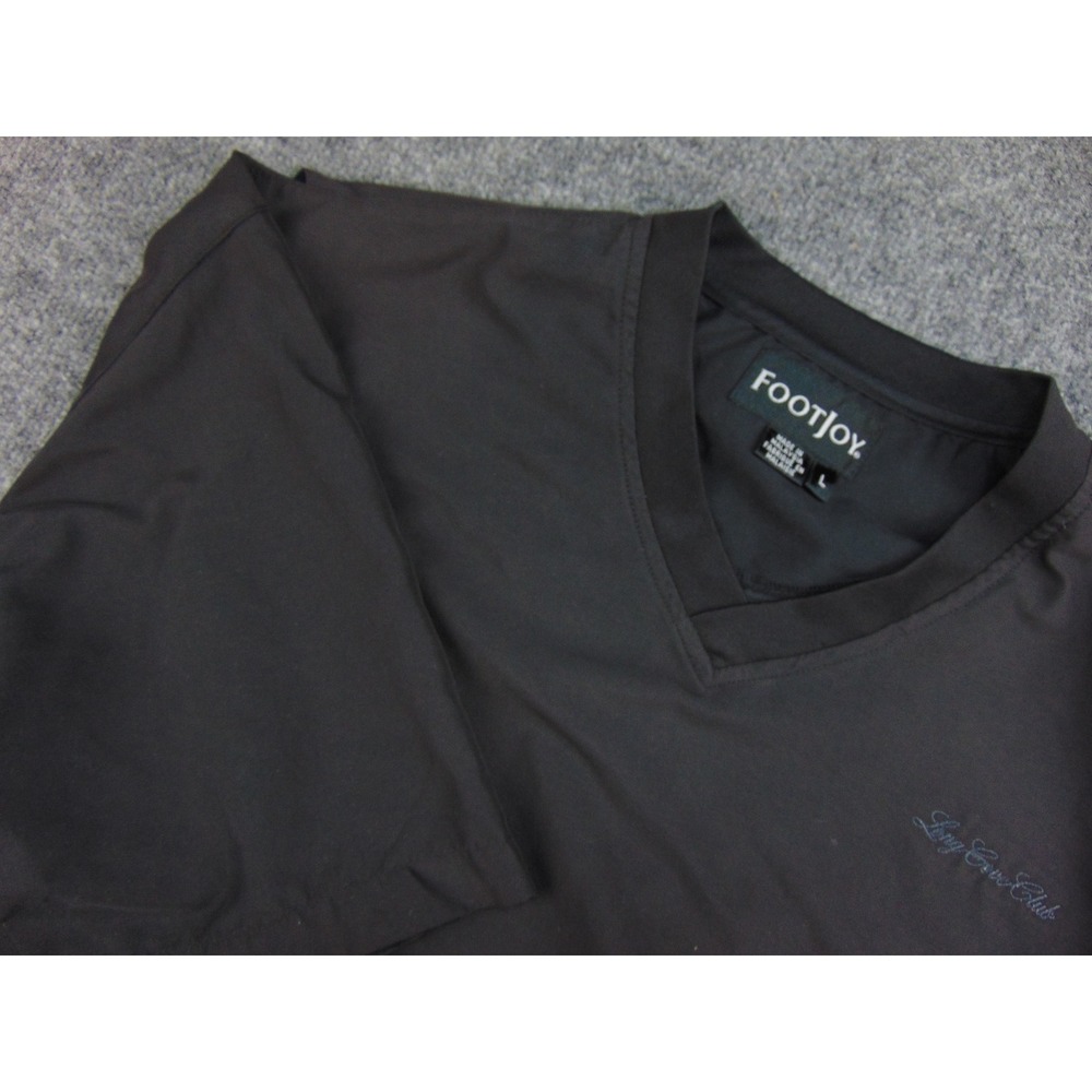 FootJoy Wind Shirt Mens Large Black V-Neck Short Sleeve Golf Pullover‎ Jacket